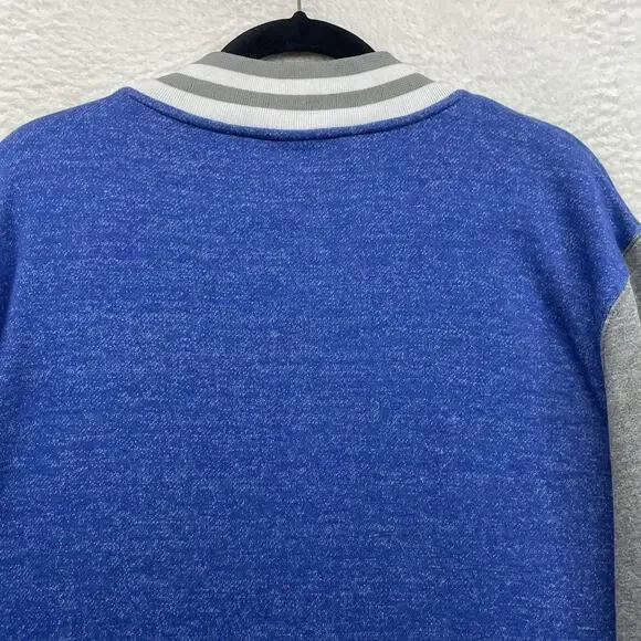 Superman Bioworld Jacket Mens XL Blue Gray Varsity Fleece Snap DC Comics Logo - Picture 6 of 11